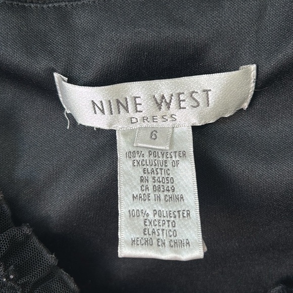 Nine West vintage y2k dress ruched mesh ruffle tiered sequins off the shoulder - Picture 6 of 10